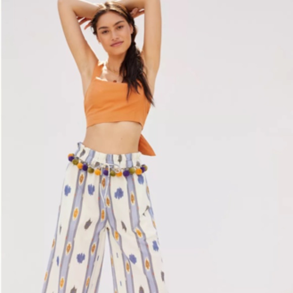 Anthropologie Ollari Pom Pom Wide-Leg Pants Size XSP - Picture 1 of 6